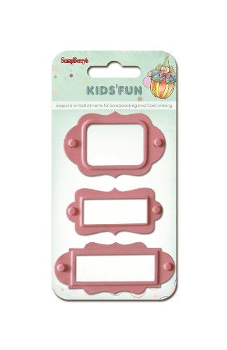 Set of metal frames «Kids’ fun», 3pcs, pink