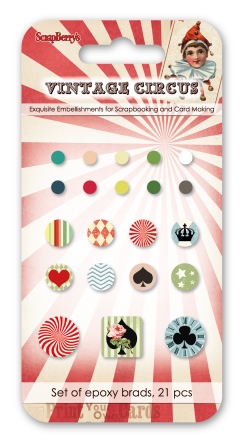 Set of brads 21 pcs Vintage Circus