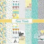Paper Collection Set Forest Friends (6*6-190GSM), 12 Single Sided Sheet Pack