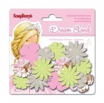 Paper printed blossoms Dreamland, Pink flowers 24 pcs
