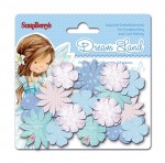 Paper printed blossoms Dreamland, Blue flowers 24 pcs