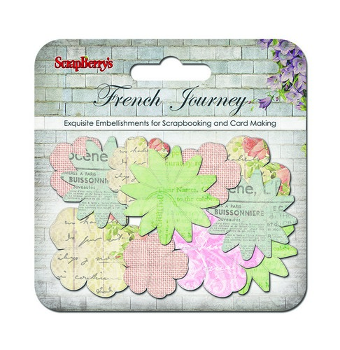 Paper printed blossoms, French Journey, 24 pieces