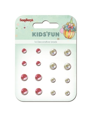 Set of brads Kids' Fun, crimson, white, 16pcs