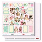 Double-sided Paper Set Mother's Treasure - Buttons & Bonnets (12*12–190GSM), 10 Sheet Pack