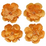 Set of decorative flowers, light orange, 5cm, 4 pieces