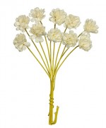 Handmade mulberry Chrysanthemum, dia ~1cm, stem 7cm, 10 pcs, WHITE