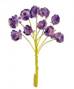 Handmade mulberry Chrysanthemum, dia ~1cm, stem 7cm, 10 pcs, 2 TONES VIOLET