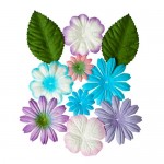 Mini-flowers set (rose, lavender, rose-white, turquoise