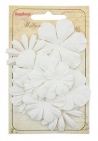 Mulberry Paper Flowers Set (10 Pieces) White