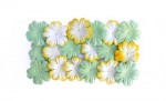 Mulberry Paper Flowers Set (20pcs) (28mm, ) Green & Yellow (2 Colours)