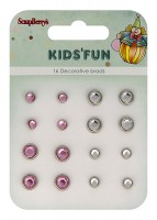 Set of brads Kids' Fun, pink, white, 16pcs