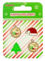 Set of metal embellishments with epoxy Happy Holidays (clr 80)