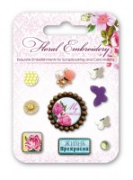 Set of decorative brads Floral Embroidery Cyrillic script
