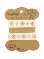Printed decorative ribbon Snowflakes, cotton, 15mm, 2 m (clr 80)