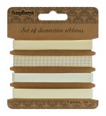 Set of decorative ribbons, Light yellow, 4 pieces, 1m each